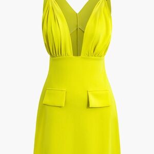 Yellow Plunge Neck Backless Sundress